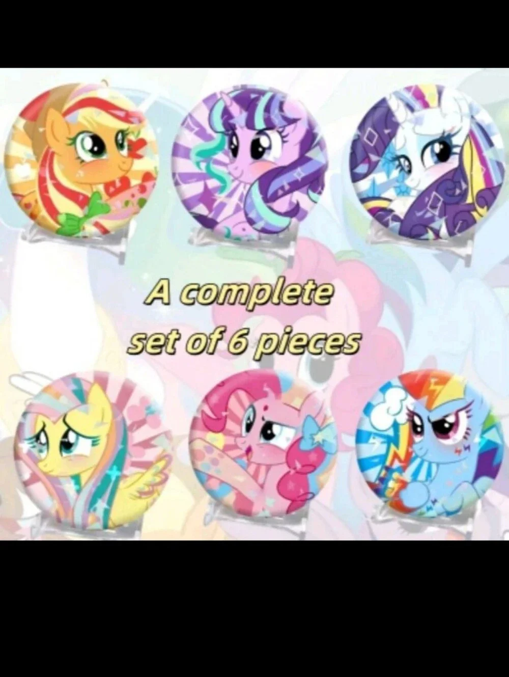 My Little Pony Collectible Button Set - 6 Character Pins - Multicolor